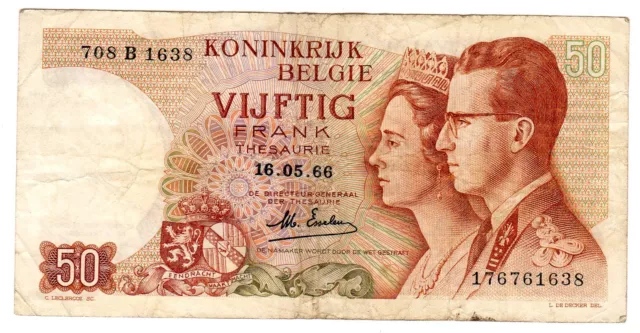 Belgique Belgium Billet 50 Francs 1966 P139 ROI & REINE BON ETAT
