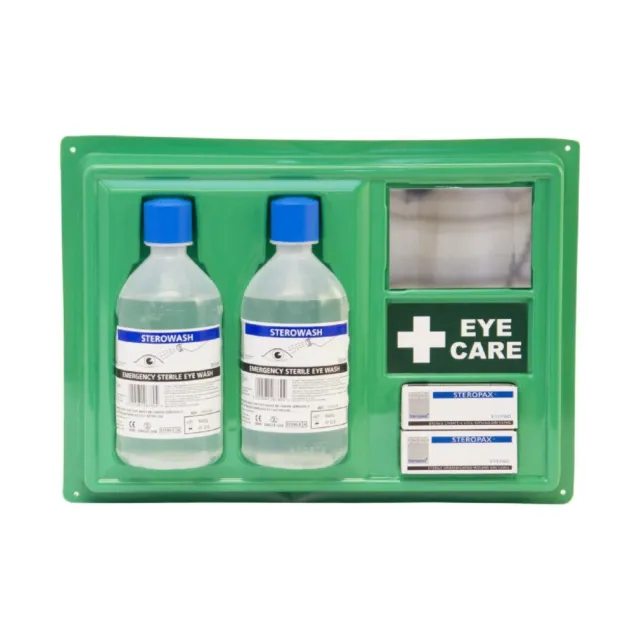 Stazione lavaggio occhi con kit specchio pronto soccorso + soluzione 2 x 500 ml - WS200