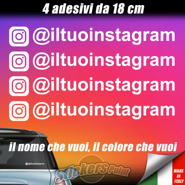 4 Adesivi INSTAGRAM - IL TUO NOME - social follower auto moto stickers