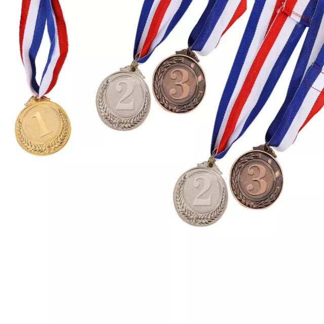 Médailles de prix des métaux 5 pcs avec le ruban de cou en or Silver Bronze