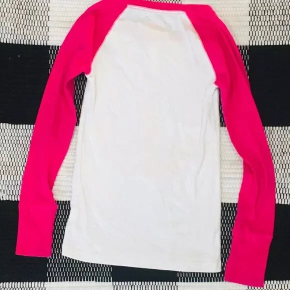 Aeropostale Kids pink cotton peace sign sleeves long sleeve girl shirt top 2