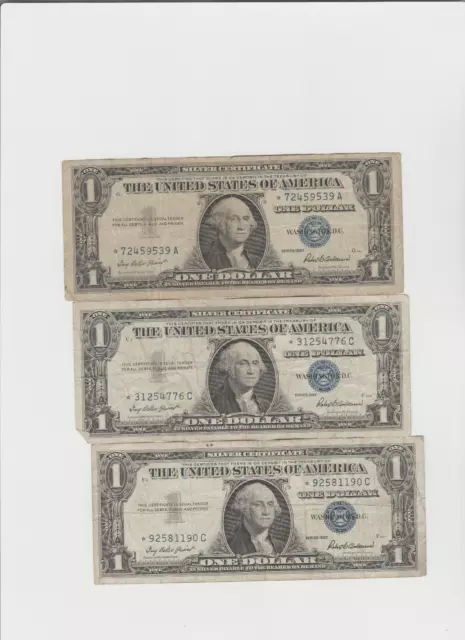 3- 1957 Star Note Silver Certificate