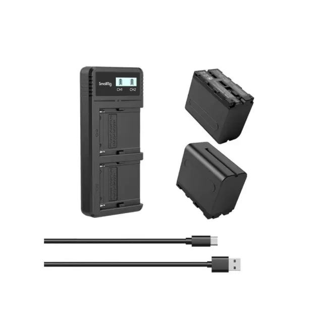 SmallRig 3823 Kit 2 Batterie + Chargeur de Batterie pour sony Np F970