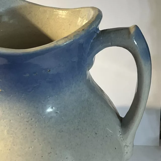 Blue White Stoneware Bristol Glaze OMBRÉ large pitcher Ewer Brush McCoy POTTERY 3