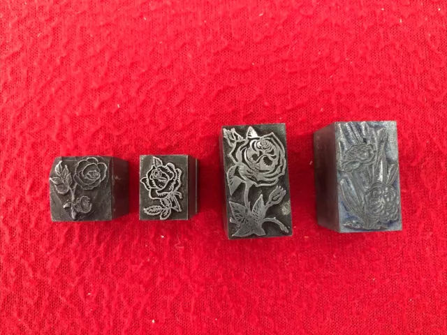 Letterpress Printing Blocks - Flowers x 4 - Adana