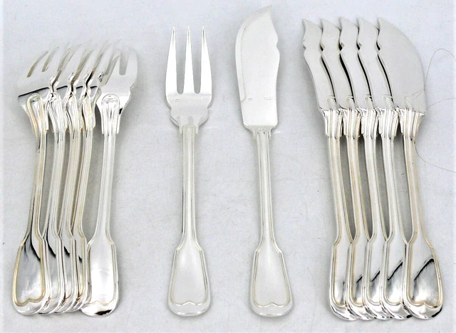 Boulenger, 12 Couverts à Poisson Modèle Au Filet 24 Pieces En Metal Argente