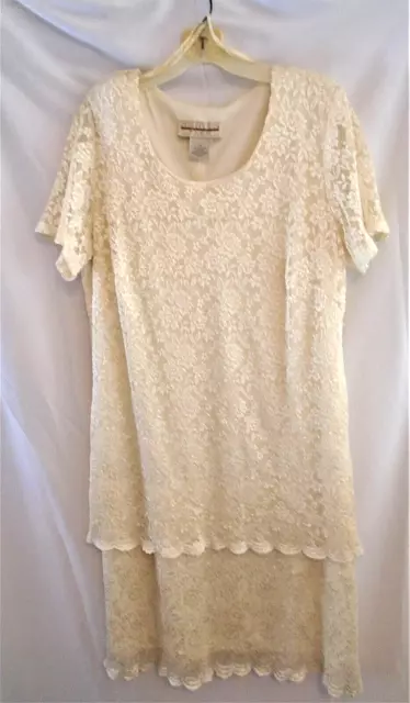 Expressions Plus Ivory Dress Lace Evening Event Size 22 Damage or Remake READ