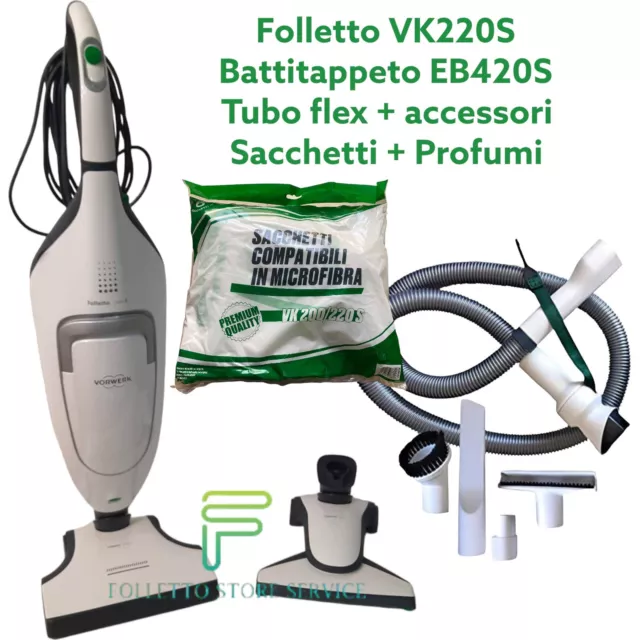 Aspirapolvere Vorwerk Folletto Vk220S Completo Battitappeto Eb420 Hd65 Accessori