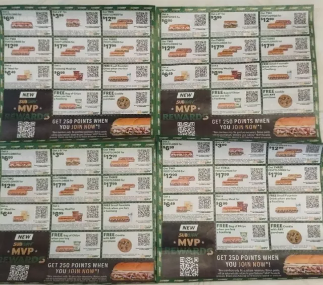 SUBWAY COUPONS , Expire 12/31/23 $3.00 - PicClick