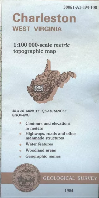 USGS Topographic Map CHARLESTON - West Virginia - WV - 1984 - 100K -