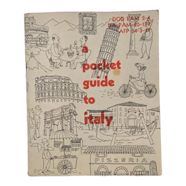 Pocket Guide to Italy 1956 DoD Pamphlet Book Vintage Booklet