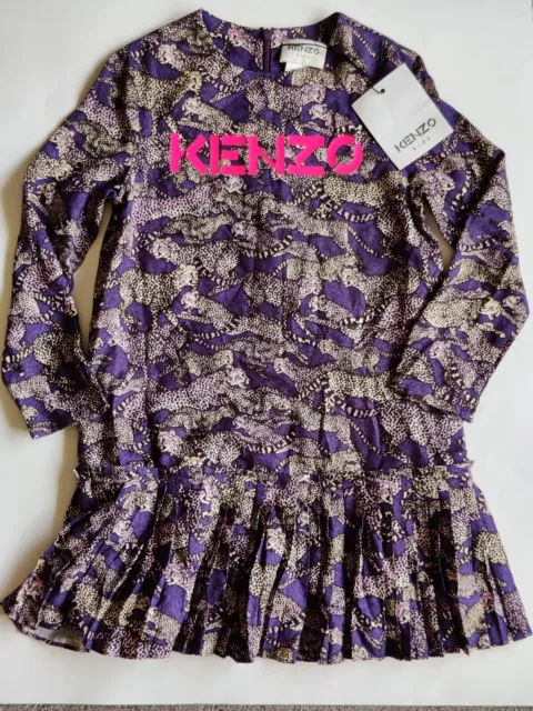 Kenzo Kid's Cheetah Print Plated Purple Girl Dress Size 6