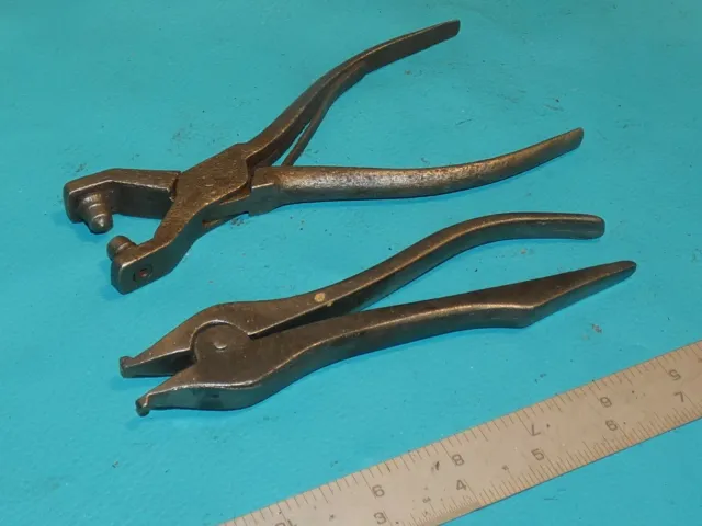 2 Vintage Leatherworkers Pliers Punch Leather Shoe Maker Saddlery Cobblers Tool