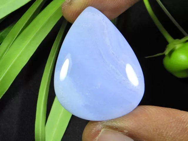 Natural Blue Lace Agate Crystal Pear Loose Gemstone Cabochon 23X30X05 Mm T527