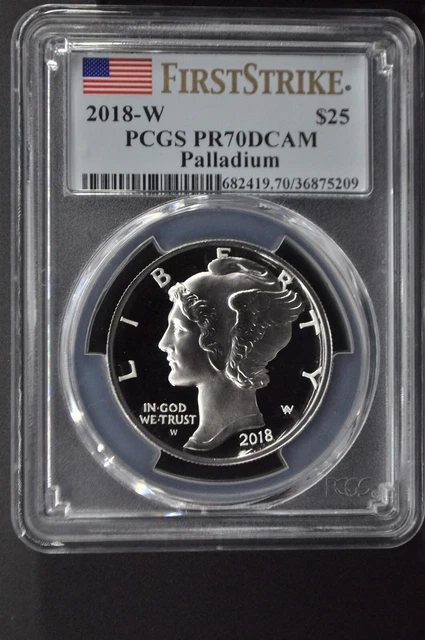 2018 W 1 oz $25 Palladium American Eagle PCGS PR70DCAM First Strike .9995