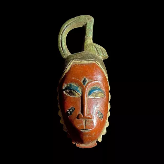 Vintage Hand Carved Wooden Tribal African Art Face Mask African Guro Baule-9215