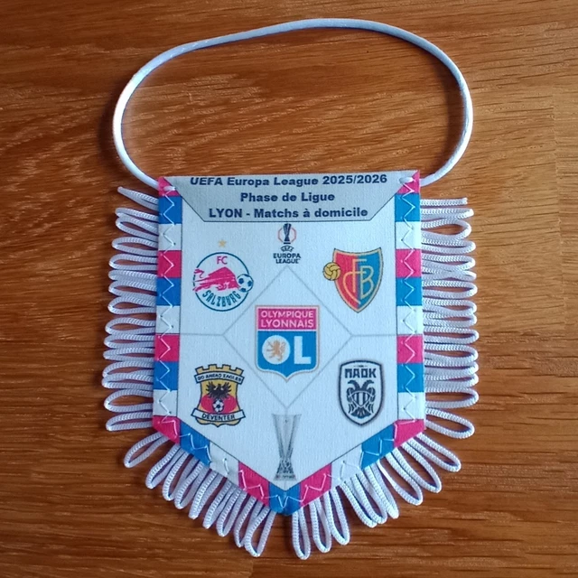 Fanion OL Lyon - Europa League 2025/2026 En Tissu Multicolore Neuf