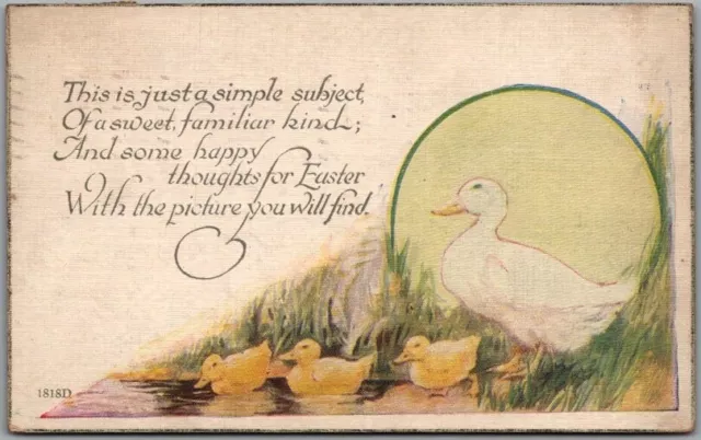 Vintage EASTER Greetings Postcard Mama Duck and Ducklings / 1926 PA Cancel