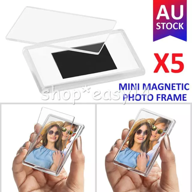 5x Blank Clear Acrylic Fridge Magnets 77x58mm Frame & 68x48mm Photo Size NEW