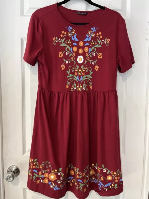 SHEIN CURVE DRESS Floral Size 0XL cotton/poly/spandex red £20.84