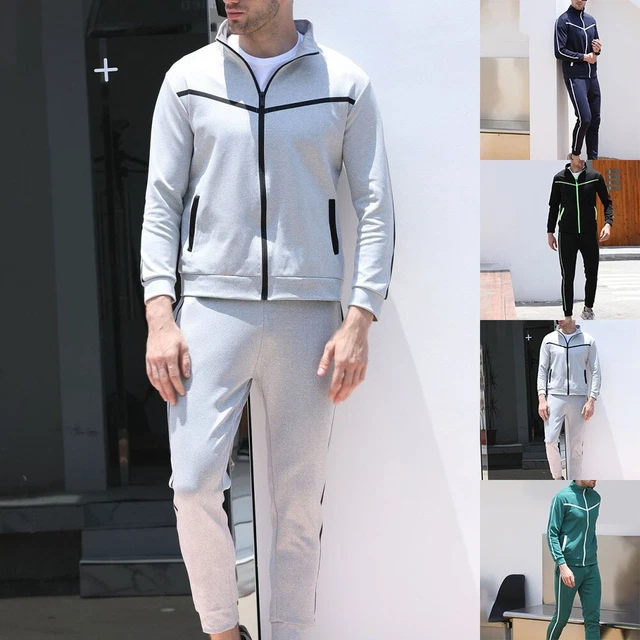 Tuta da Uomo Jogging Set Felpa con Cappuccio Top Giacca Pantaloni Taglie Forti