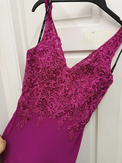 Mascara Mc112938 size 6 magenta pink Evening dress jersey lace top BNWT