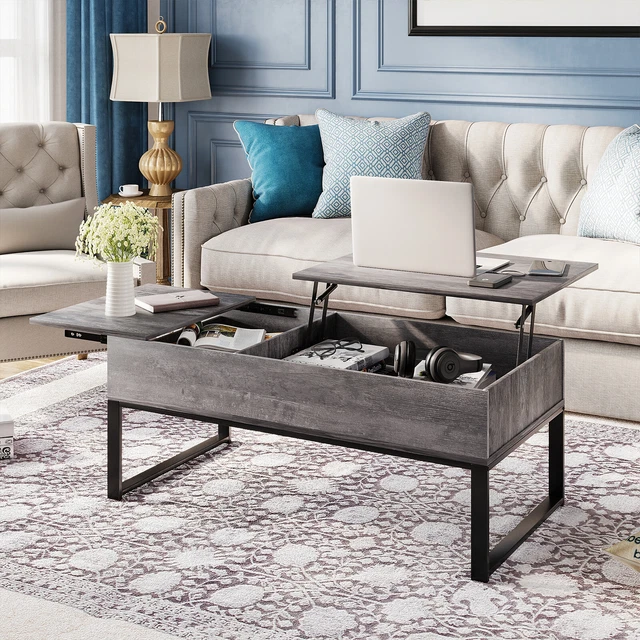 WOODEN LIFT TOP Coffee Table with Hidden Compartment Storage for Living