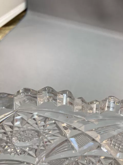 Vintage American Brilliant Cut Glass Bowl some Rim damage 7