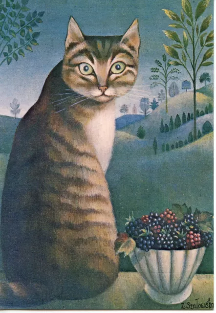 Postcard / Carte Postale Illustrateur Z. Szalowska / Les Yeux Verts / Cat Chat