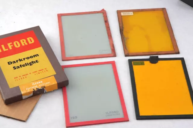 FOUR Ilford/Wratten/Criterion  Darkroom Safelight Filters 5x7",Y Yellow,3B,ISO 2