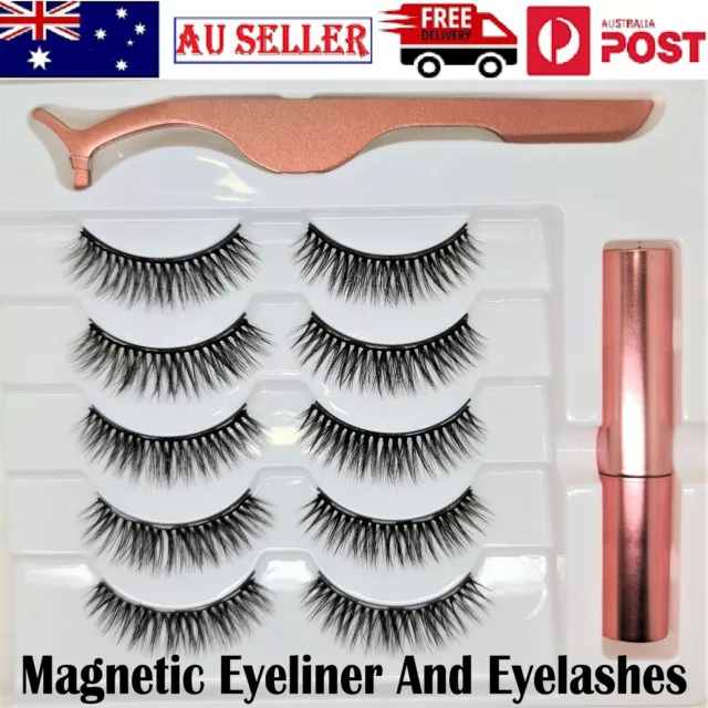 Magnetic Natural False Eyelashes And Liquid Eyeliner Extension Tweezer Set Tool