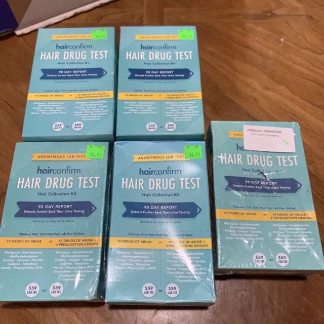 Lote de 5 kit de colección de pruebas de drogas para el cabello HairConfirm 10 paquetes de medicamentos tal cual