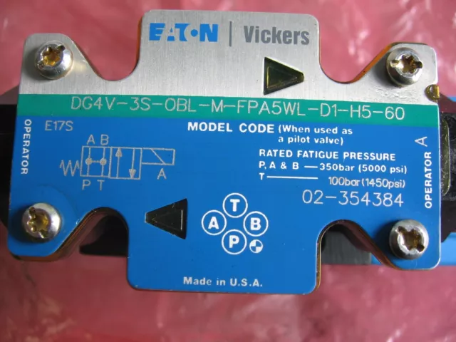 Vickers 4-Way Directional Control Valve DG4V-3S-OBL-M-FPA5WL-D1-H5-60 / 24 VDC 2