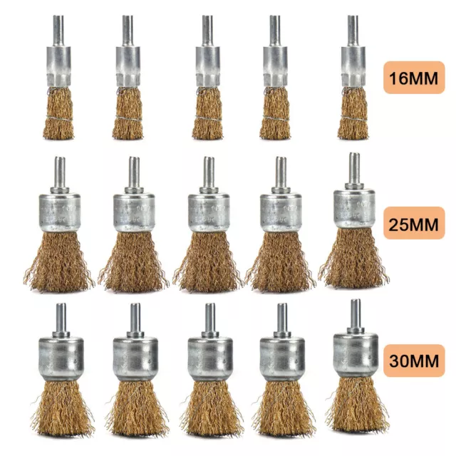 10/16/25mm Wire Wheel Brush Cup Copper Plated Crimped Steel F Metal Rust Removal