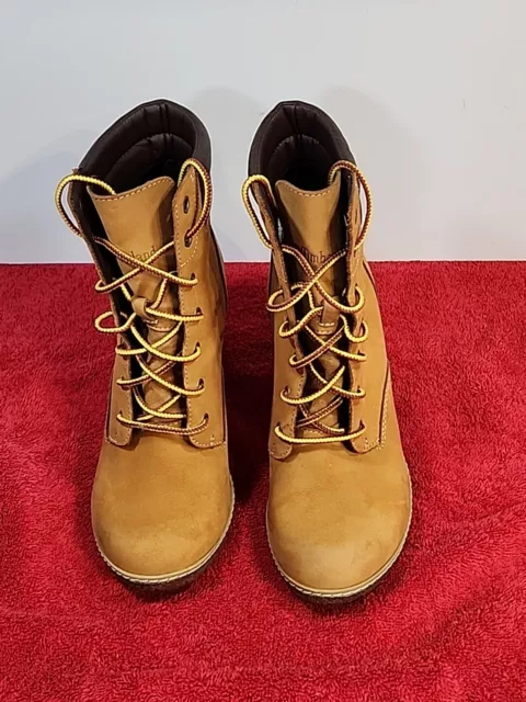 TIMBERLAND TILLSTON 6 Inch Boots High Heel Lace Up Wheat Nubuck Suede ...