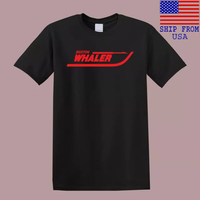 Boston Whaler Boat Logo Men's Black T-Shirt Size S-5XL