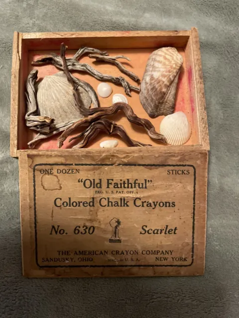 Antique “ Old Faithful “ Chalk/Crayon Box Made into A Sea Shadow Box REDUCED