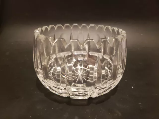 Cut Lead Crystal Glass Small Bowl Ribbed Scalloped Edge 3" Tall Relish Trinket
