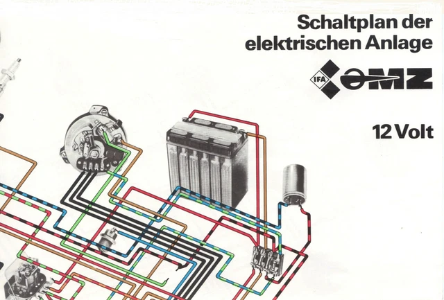SCHALTPLAN 12 V MZ ETZ 125/150/250/251/301 in Farbe, A3 Format! EUR 8