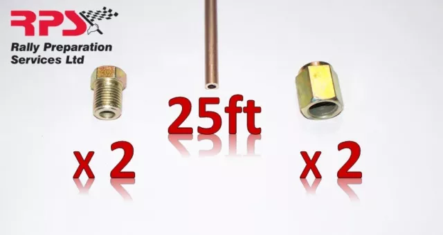 Copper Nickel Kunifer Brake Pipe 25ft, 3/16", 4 Metric Fully Threaded M & F Ends