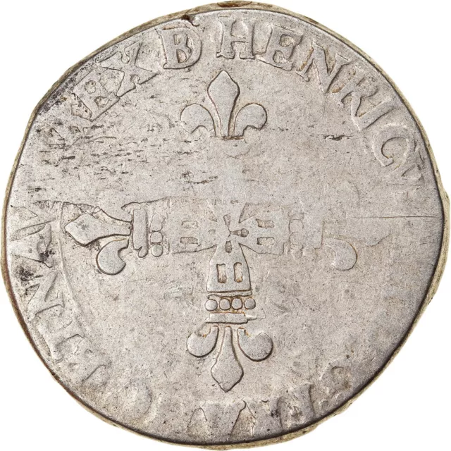 [#882685] Coin, France, Henri IV, 1/4 Ecu, 1595, Morlaas, VF, Silver, Duplessy:1