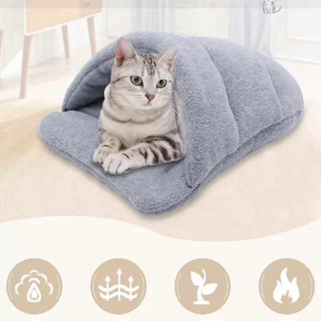 Pet Fleece Warm Cat House Nest Bedding Sleeping Bag Pad Kennel Blanket Cushio Sp