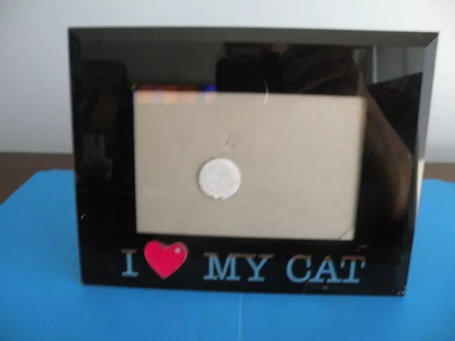 I Love My Cat Picture Frame Size 4"x6" Kitten  glass 3D red heart by sixtrees S2