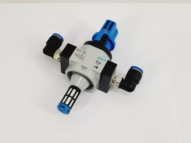 FESTO 162807 HE-1/4-D-MINI Shut Off Valve w/ 2307 Silencer & 10mm One Touch