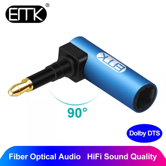 EMK Digital 3.5mm Mini Toslink Fiber Adapter 90 degree Optical Audio SPDIF Cable