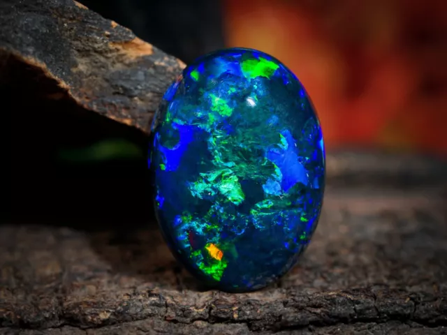 Ethiopian Black Opal Cabochon Oval Shape Gemstone- 8.80 Crt, 13x18 MM, SO10