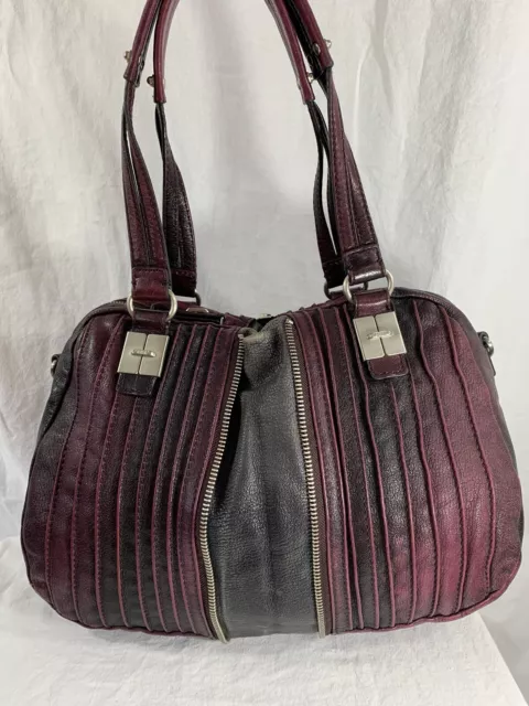 Genuine TULAH RAY The Split purple leather hand bag purse