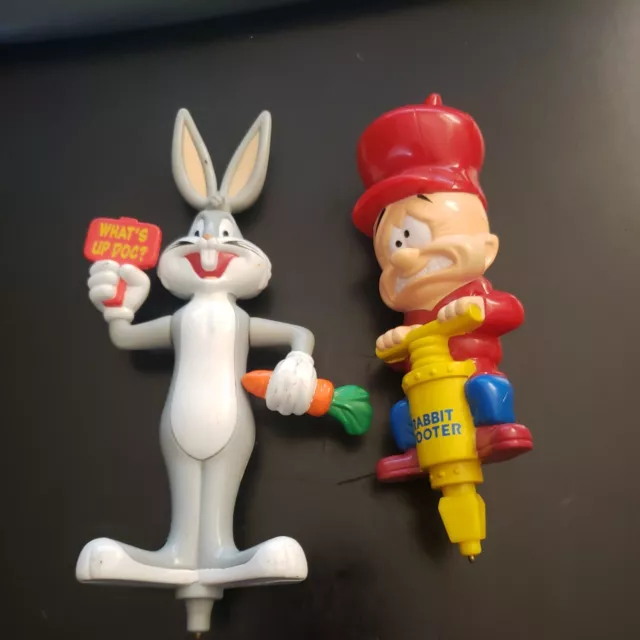 Lot of 2 Looney Tunes Action Pens Bugs Bunny Elmer Fudd Kids Meal Toys