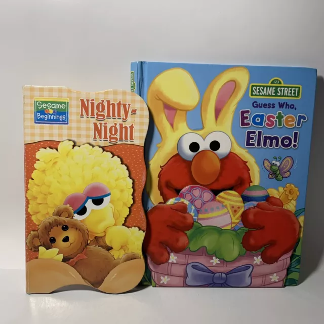 Sesame Street Board Book Lot Baby Books Easter Elmo & Nighty Night