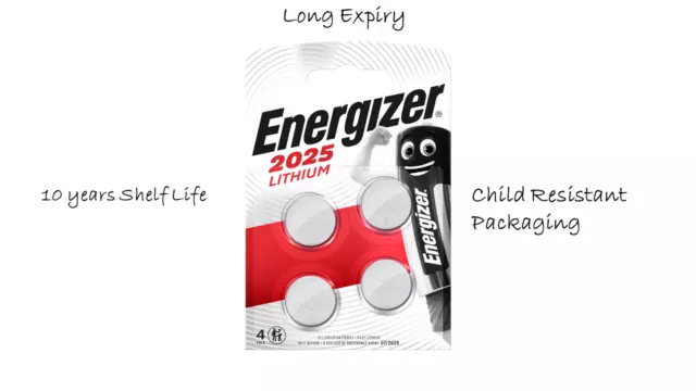 4 x Energizer CR2025 3V Lithium Coin Cell Battery 2025 DL2025 BR2025 Long Expiry
